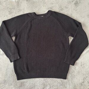 Old Navy Black Chunky Knit Cotton Sweater Crew Neck Men's XL